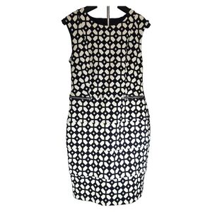 A-Line Black and White Womens Geometric Dress Size 8